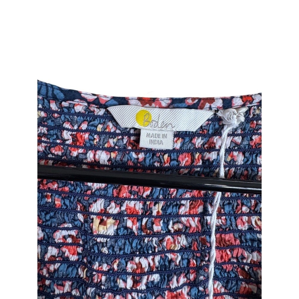 Boden Dress Womens 16/18 Long Navy Red Floral Smocked Fit & Flare Midi - Picture 4 of 9